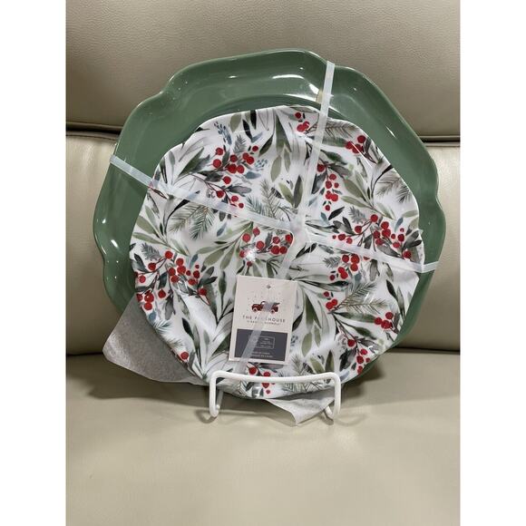 Set 8 HOLLY The Farmhouse Dinner (4) and Salad (4) Plates Melamine CHRISTMAS NEW - Picture 2 of 3